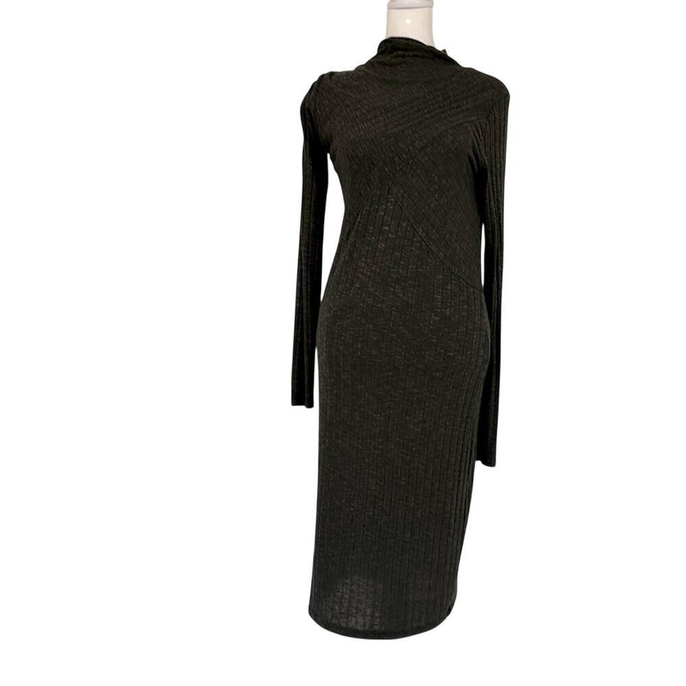 Michael Stars Jasper Ribbed Knit Midi Dress, Olive, Size M